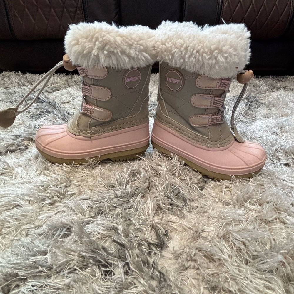Khombu Pink and Tan Kids Boots